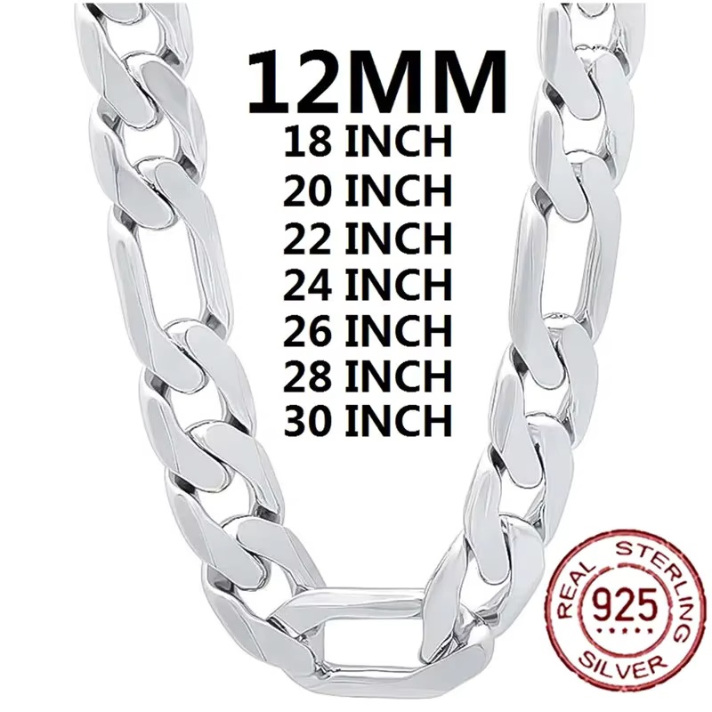 Cuban Link Chain 12Mm - Męski naszyjnik ze srebra próby 925,