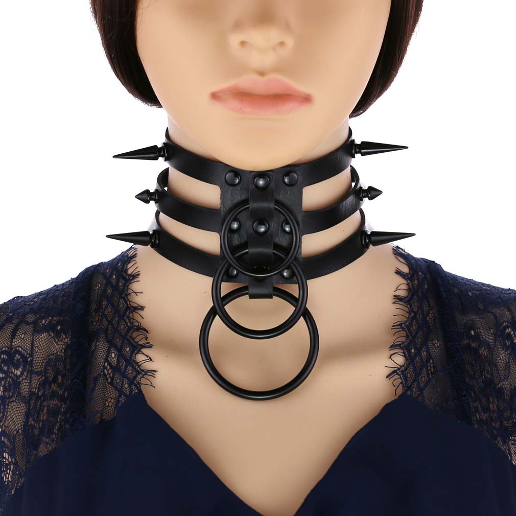 Goth Punk Spike Choker - Modny naszyjnik choker ze skóry z
