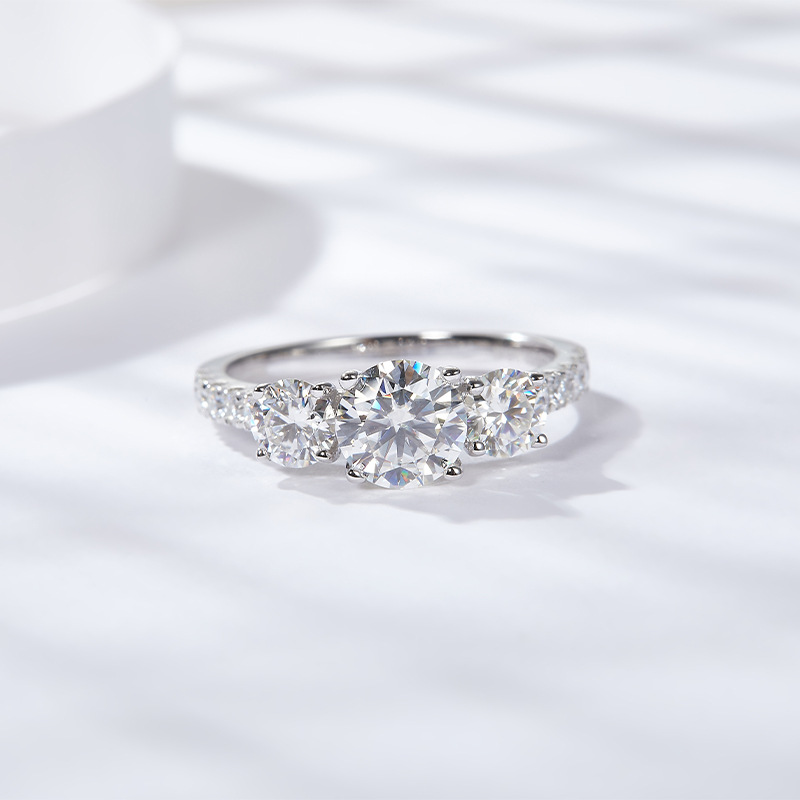 Moissanite Engagement Ring 1 Carat - HTOTOH 3 kamień 1 karat D