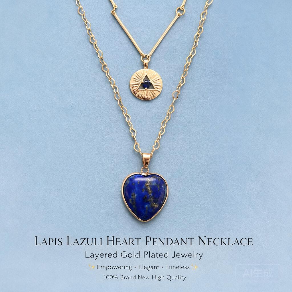 Layered Pendant Necklace Aesthetic - Wielowarstwowe naszyjniki z naturalnymi kamieniami, wisiorkiem