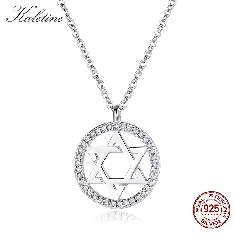 925 Sterling Silver Chain Necklace Men - KALETINE żydowska Magen gwiazda dawida 925