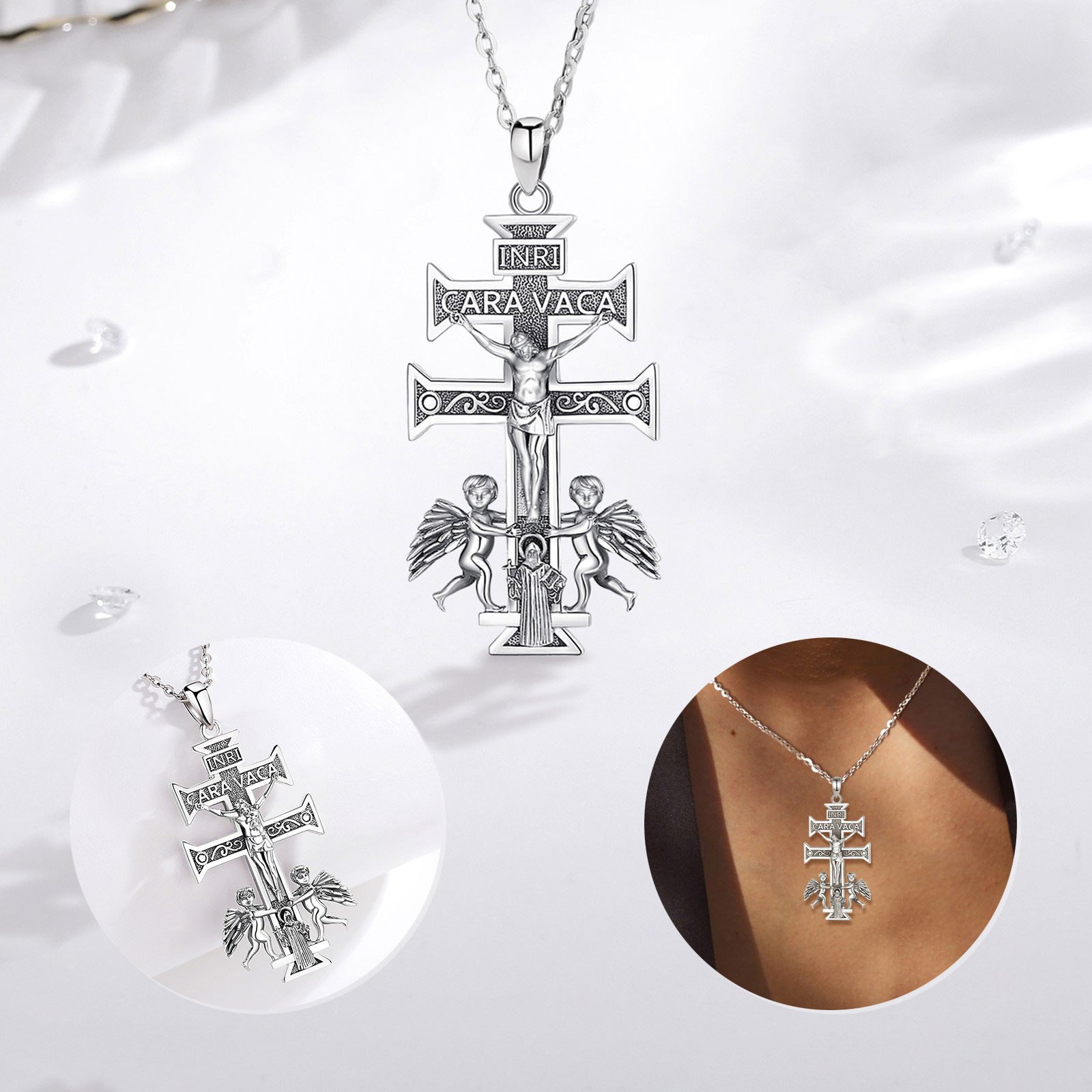 Eudora 925 srebro Caravaca krz – 925 Sterling Silver Chain Necklace Men recenzja i cena