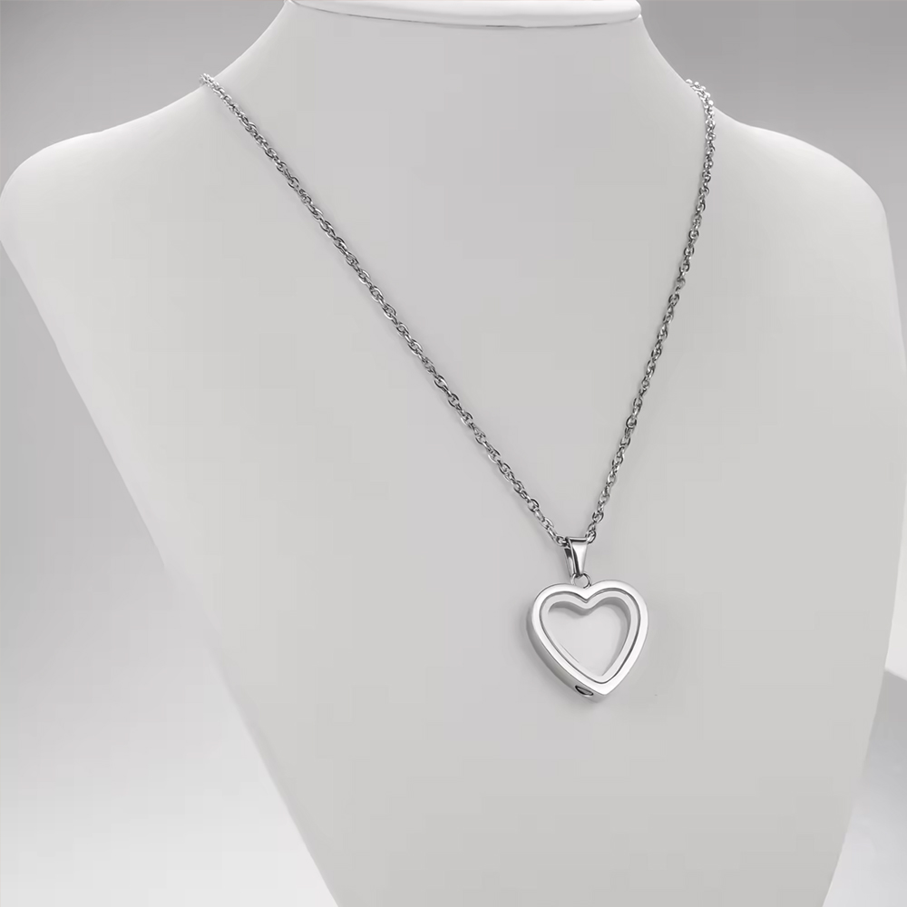 Szklane serce Biżuteria kremac – Heart Locket Necklace Photo recenzja i cena