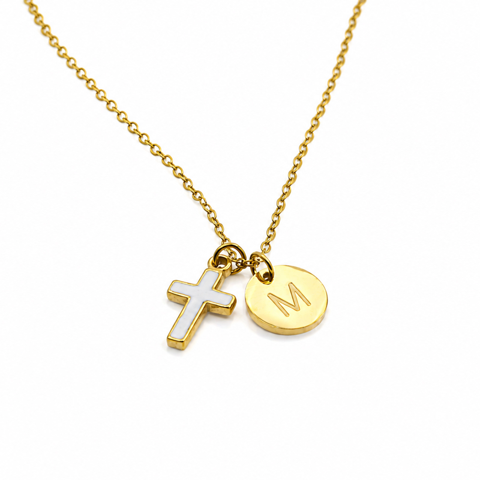 Naszyjnik z krzyżykiem i inicj – Initial Letter Necklace 18K Gold recenzja i cena
