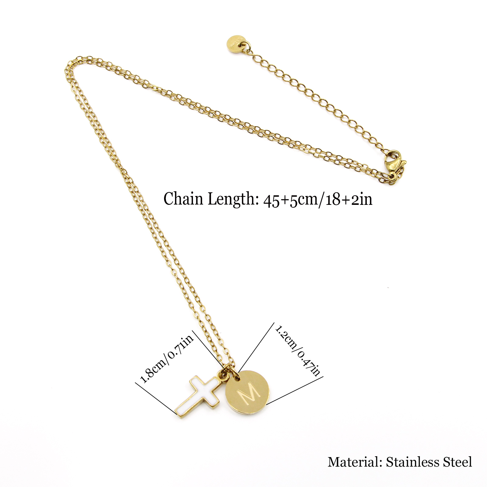 Naszyjnik z krzyżykiem i inicj – Initial Letter Necklace 18K Gold recenzja i cena