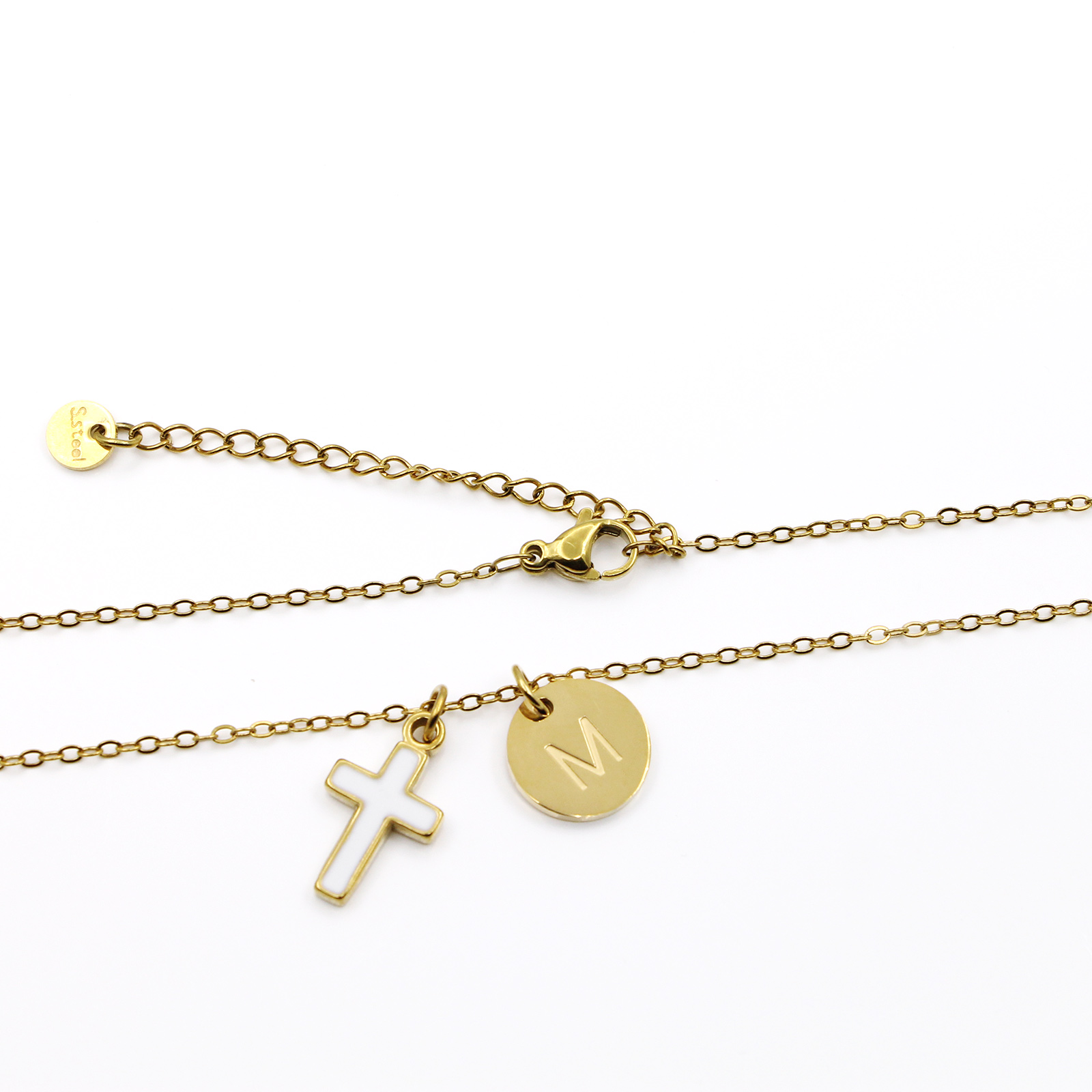 Naszyjnik z krzyżykiem i inicj – Initial Letter Necklace 18K Gold recenzja i cena