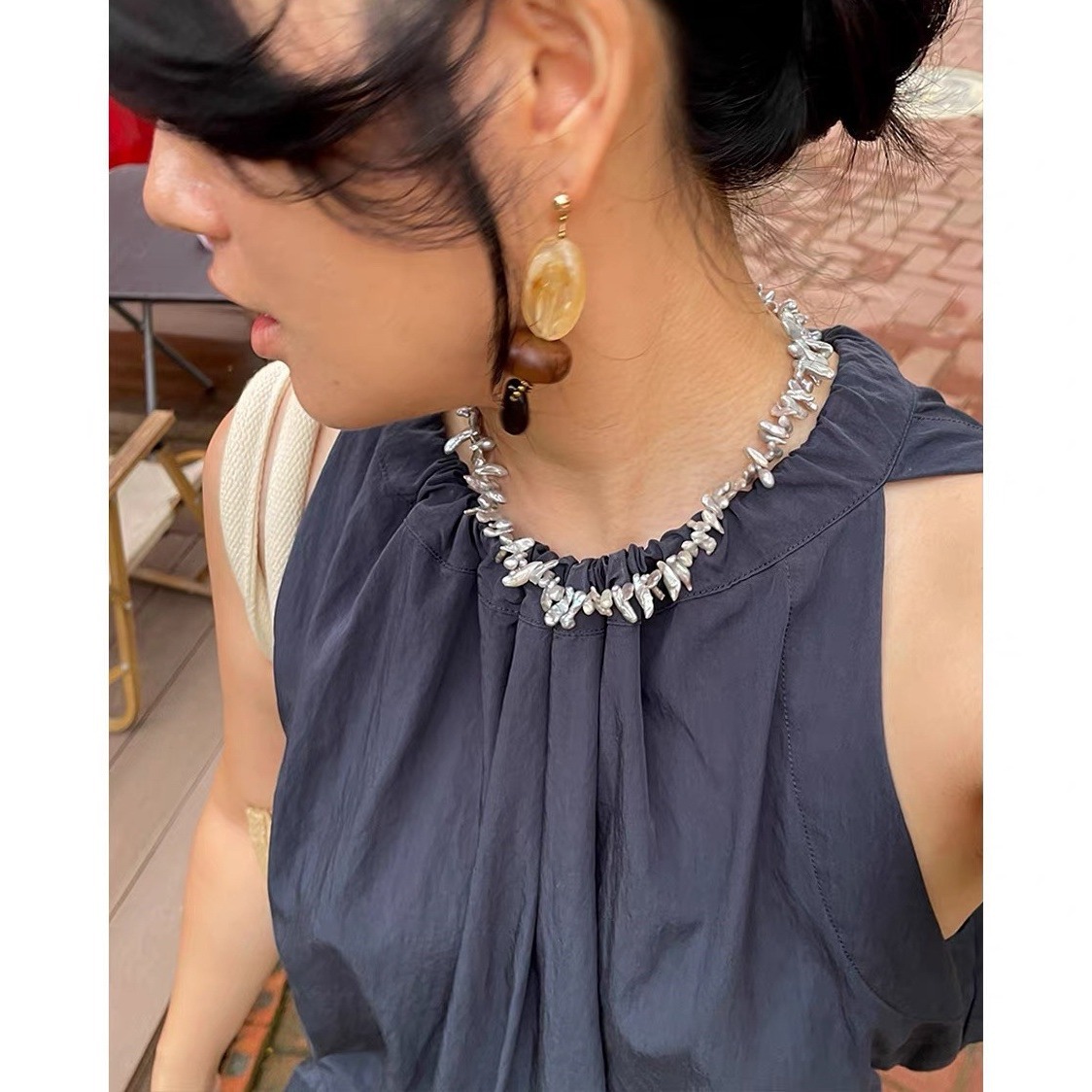 Boho barokowy naszyjnik z pere – Pearl Choker Necklace Vintage recenzja i cena